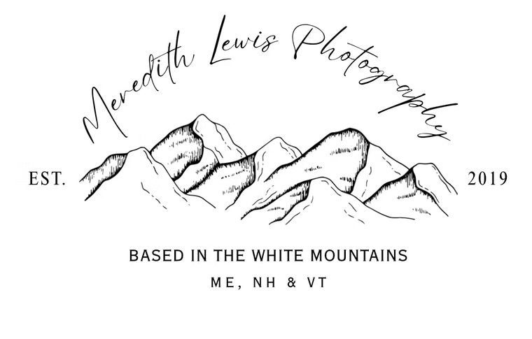 Meredith Lewis Photography logo — a hand-drawn White Mountains crest